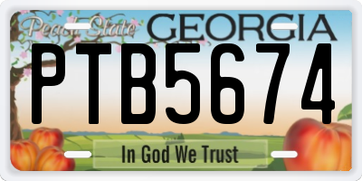 GA license plate PTB5674