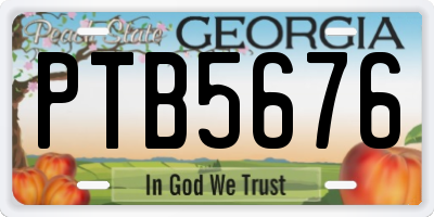 GA license plate PTB5676