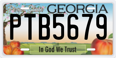 GA license plate PTB5679