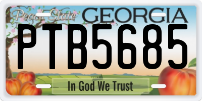 GA license plate PTB5685