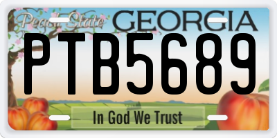GA license plate PTB5689