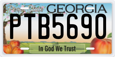GA license plate PTB5690