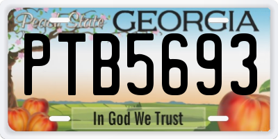 GA license plate PTB5693