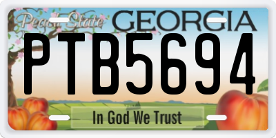 GA license plate PTB5694