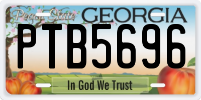 GA license plate PTB5696