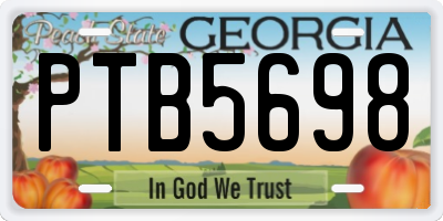 GA license plate PTB5698
