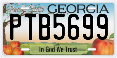 GA license plate PTB5699