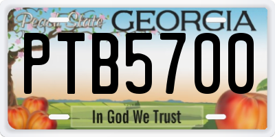GA license plate PTB5700