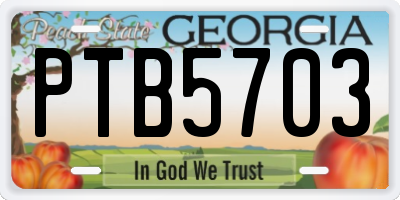 GA license plate PTB5703
