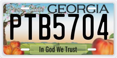 GA license plate PTB5704