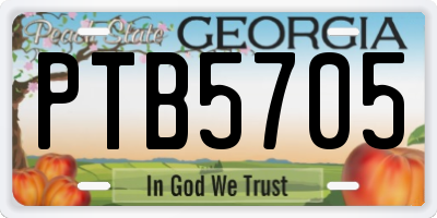 GA license plate PTB5705