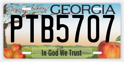 GA license plate PTB5707