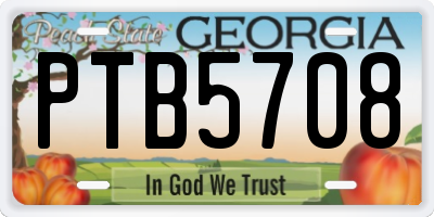 GA license plate PTB5708