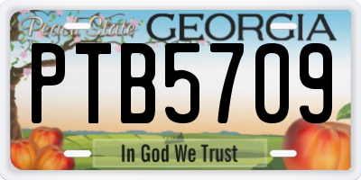GA license plate PTB5709
