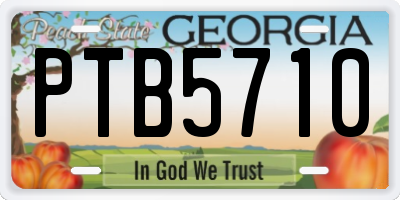 GA license plate PTB5710