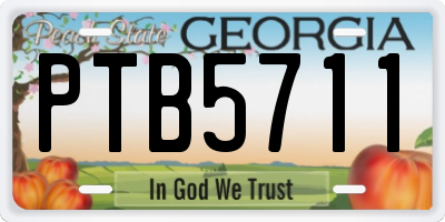 GA license plate PTB5711