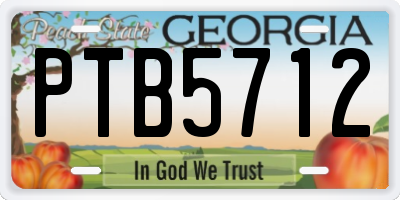 GA license plate PTB5712