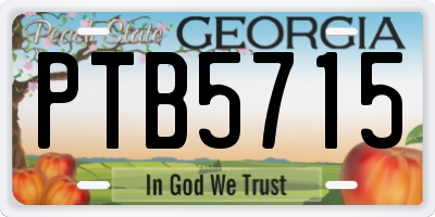 GA license plate PTB5715