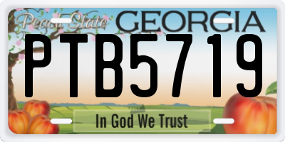 GA license plate PTB5719