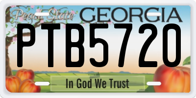 GA license plate PTB5720