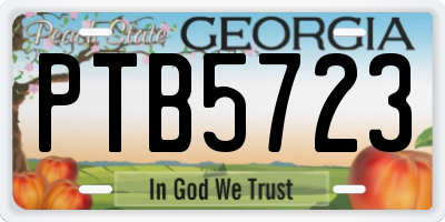 GA license plate PTB5723