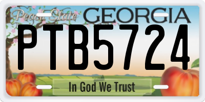GA license plate PTB5724