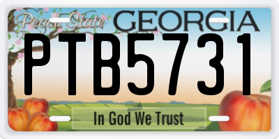 GA license plate PTB5731