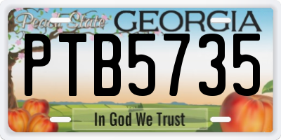 GA license plate PTB5735
