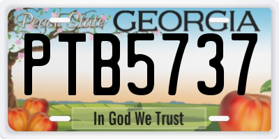 GA license plate PTB5737