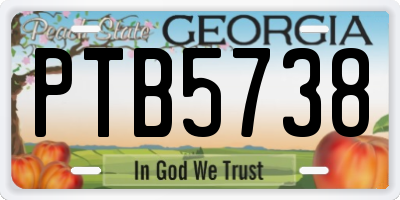 GA license plate PTB5738
