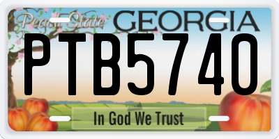 GA license plate PTB5740