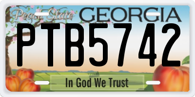 GA license plate PTB5742