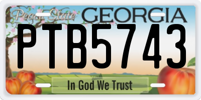 GA license plate PTB5743