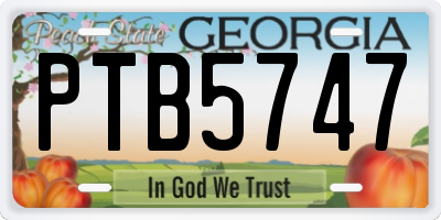 GA license plate PTB5747