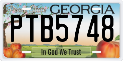 GA license plate PTB5748