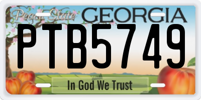 GA license plate PTB5749