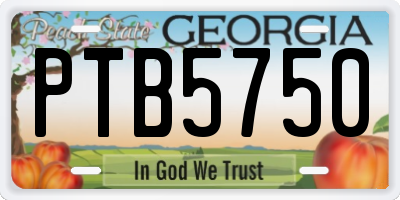 GA license plate PTB5750
