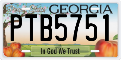 GA license plate PTB5751