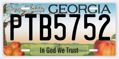 GA license plate PTB5752