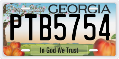 GA license plate PTB5754