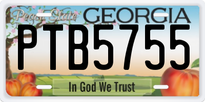 GA license plate PTB5755