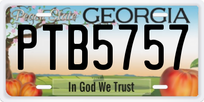 GA license plate PTB5757