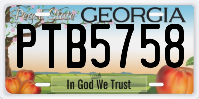 GA license plate PTB5758