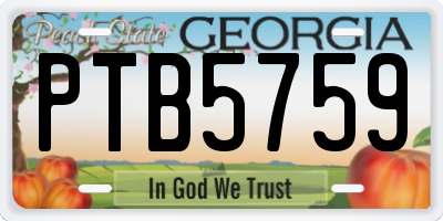 GA license plate PTB5759