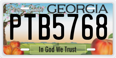 GA license plate PTB5768