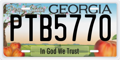 GA license plate PTB5770