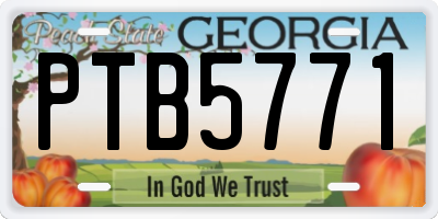 GA license plate PTB5771