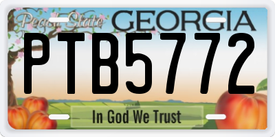 GA license plate PTB5772