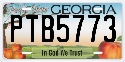 GA license plate PTB5773