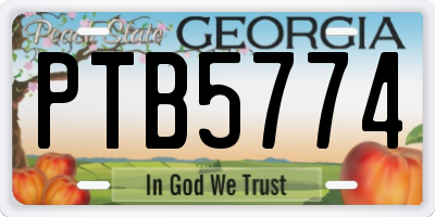 GA license plate PTB5774